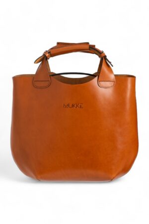 Mały shopper skórzany w kolorze koniakowym - SPOKOJNA