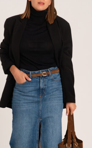 Alternative view of Brązowy pasek z naturalnej skóry welurowej Idealna