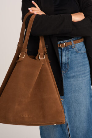 Brązowy pasek z naturalnej skóry welurowej Idealna