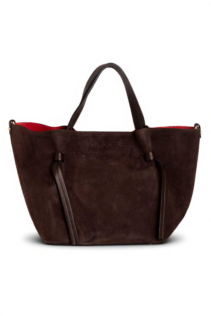 Czekoladowa skórzana torebka średniej wielkości Rozsądna