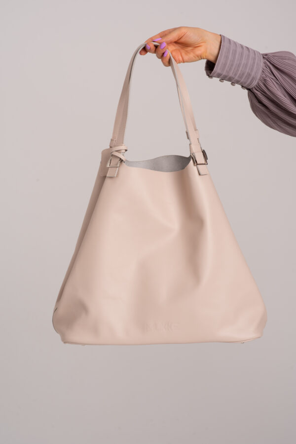 Śmietankowy shopper skórzany - Niezależna - obrazek 4
